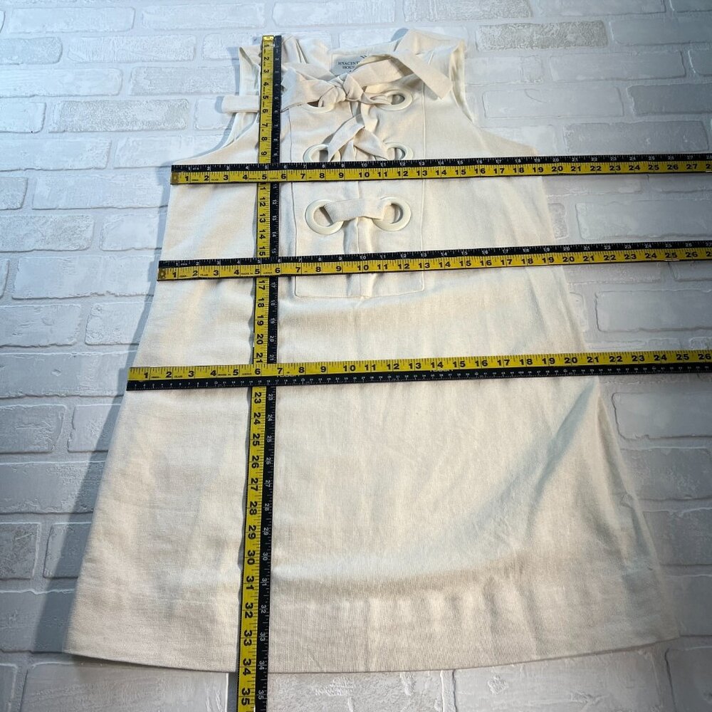 Hyacinth House Tuckernuck Mini Dress Womens Medium‎ Ivory Linen Cotton Lace Up M - Picture 2 of 16
